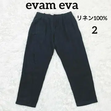에붐에바 evam eva 린넨 100% 턱 팬츠 M 상당 블랙