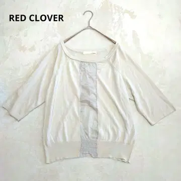 RED CLOVER 코튼 티셔츠 절개 디자인 그레이 계열 시어