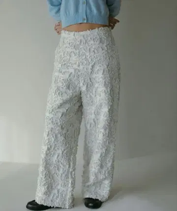 etre tokyo 컷 자카드 세미 와이드 팬츠