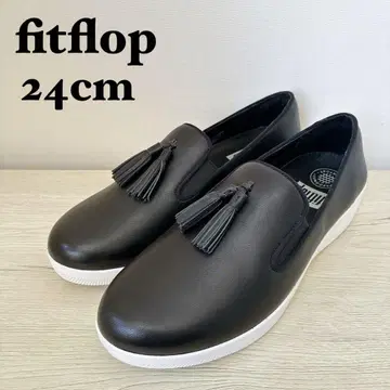 [ 미사용 ] fitflop 슬립온 태슬 블랙 24cm 경량 블랙