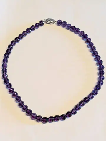 SILVER 금 장식 자수정 목걸이