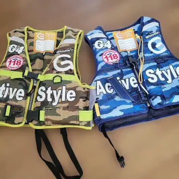 액티브 스타일 구명 조끼 M 사이즈 카모플라쥬 파랑