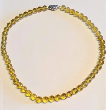 SILVER 금장 장식 시트린 목걸이