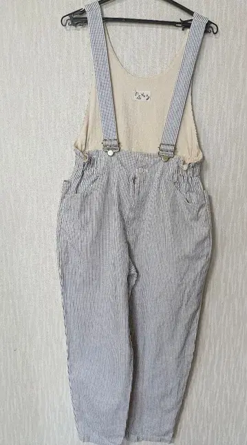 스트라이프 멜빵 팬츠