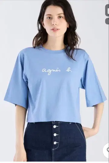 아네스베 로고 코튼 5부 소매 티셔츠 'Yoko' 사이즈 2