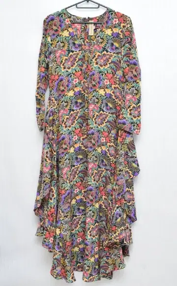 하나에모리 HANAE MORI 실크 100% 프릴 꽃무늬 원피스