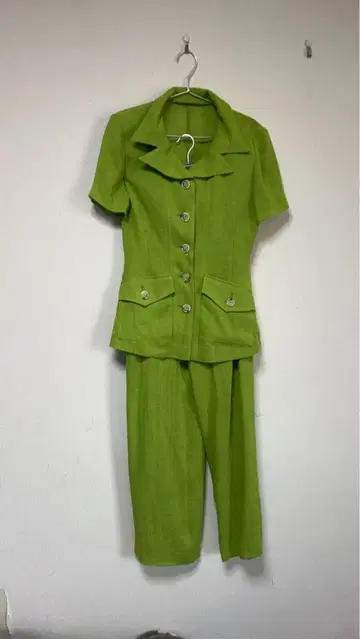 쇼와 레트로 SLED 빈티지 셋업 라임 그린 70s 80s