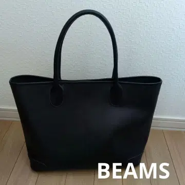 BEAMS 가죽 토트백 네이비