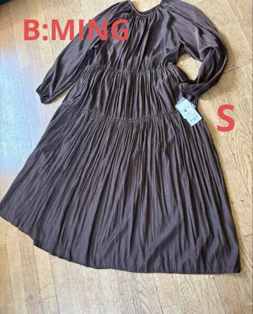 [택 포함 새상품] B:MING 브라운 티어드 맥시 원피스 S