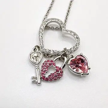 스와로브스키 목걸이 4연 큐빅 하트 열쇠 자물쇠 카나데