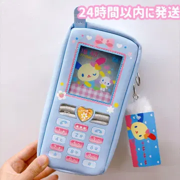 3 새상품 펜 케이스 휴대폰형 우사하나 파랑 크랙 산리오 헤이세이 레트로