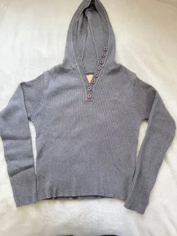 sinoon HOODED BUTTON KNIT TOP