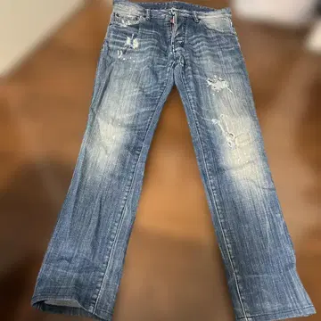 데미지 가공 스트레이트 청바지 다크 블루 디스퀘어드2