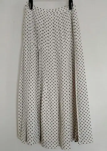 카네코 이사오 화이트 블랙 도트 플레어 스커트 플리츠 스커트