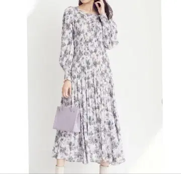 COCO DEAL 아트 플라워 프린트 마조리카 플리츠 원피스