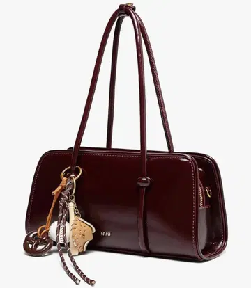 버건디 숄더백 합성 피혁