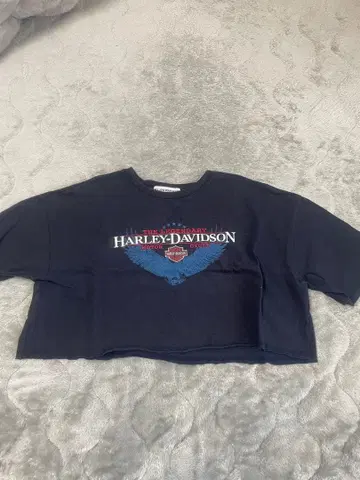 [ HARLEY-DAVIDSON ] 크롭 숏 기장 티셔츠 네이비