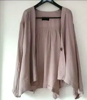 PARADIS TERRE 얇은 소재 노카라 자켓 핑크 베이지 오피스