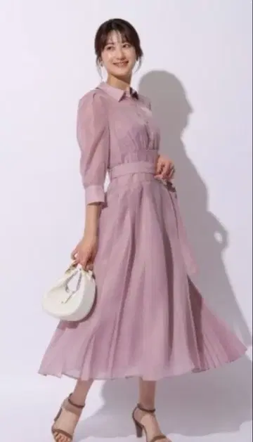 리랜드트루 시어 플리츠 셔츠 원피스