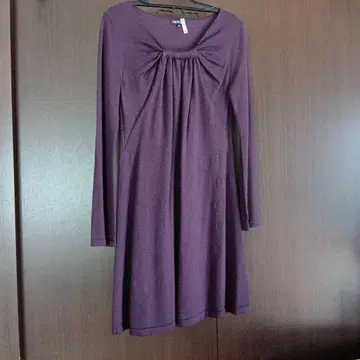 INDIVI 퍼플 플리츠 디자인 튜닉 38