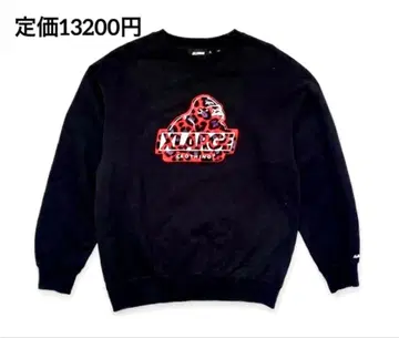 [ 인기 레오파드 ] XLARGE 엑스라지 맨투맨 센터 로고 블랙