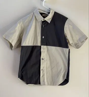 MARGARET HOWELL 반팔 셔츠 컬러 블록 그레이/베이지 S