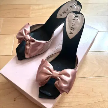 DIANA 리본 포함 뮬 핑크 약 8cm 힐
