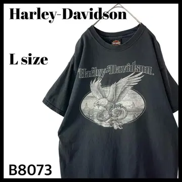[ 좋은 페이드 ] 00s 할리데이비슨 티셔츠 이글 뱀 흑먹색 L
