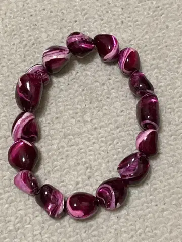 쉘 비즈 팔찌 정품 핑크 착색 있음 빅 사이즈