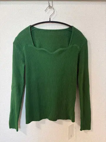 deux amour 스퀘어 넥 리브 니트 긴팔 상의