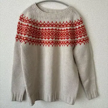 MORRIS & SONS 베이지 페어아일 패턴 니트