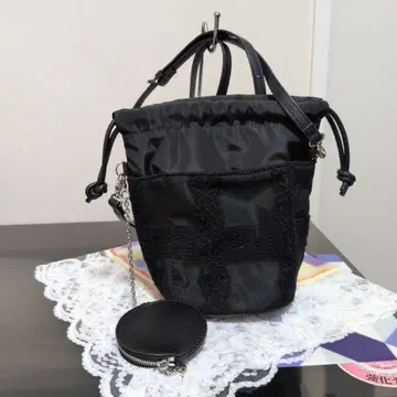 긴택 레이스 블랙 복조리형 숄더백