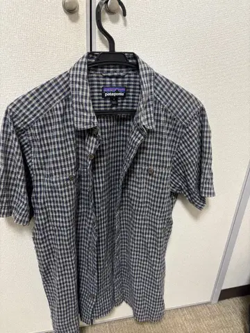 가격 인하 patagonia 반팔 셔츠 S 네이비 체크