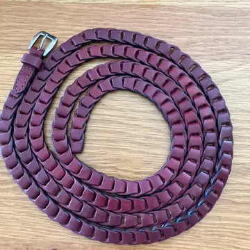 버건디 가죽 웨빙 벨트