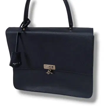 agnes b. 사피아노 가죽 2way 핸드백 네이비