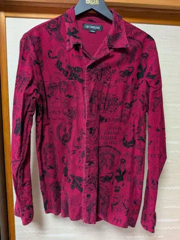 소프트 머신 softmachine 타투 패턴 빨간색 긴팔 셔츠