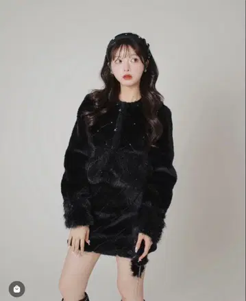 M me eme 샤인 인조 모피 미니 스커트