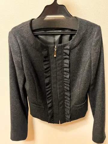 INDIVI 노카라 자켓 36 다크 그레이