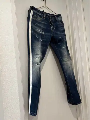 초기 DSQUARED2 페인트 & 데미지 가공 데님 46 긴 길이