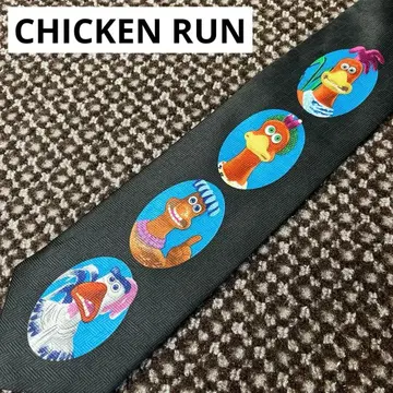 빈티지 태국 치킨 런 넥타이 영화 캐릭터 올 패턴 아드만 레트로