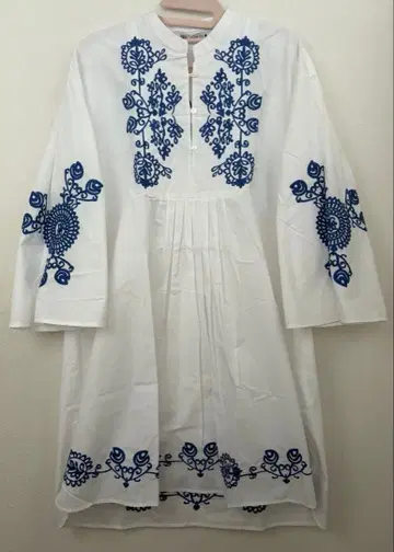 [택 포함 새상품] ZARA 튜닉 셔츠 자수 원피스 보타니컬 플라워 S