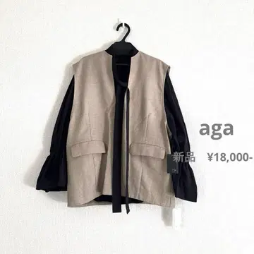 새상품 야마다야 agaV넥 베스트 베이지 계열 봄/여름