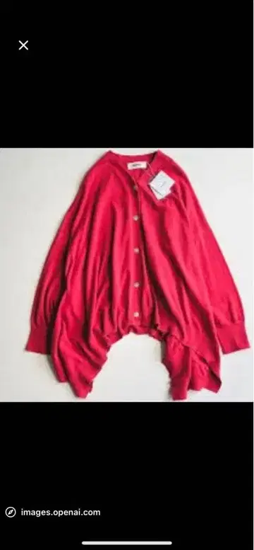 새상품 레드 버튼 달린 강연 변형 가디건 긴팔 tumugu