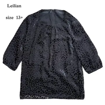 Leilian 레리안 긴팔 7부 소매 블라우스 상의 섀도우 레오파드