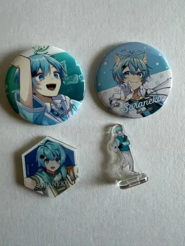 멜론파커 소라네코 캔뱃지, 마그넷, 미니 아크릴 스탠드 세트