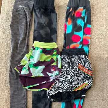 아식스 컬러풀 레깅스와 숏팬츠 세트