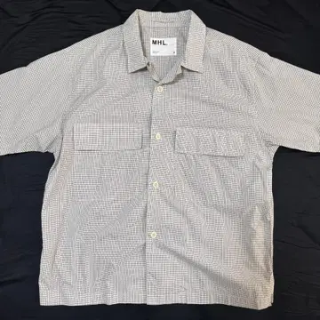 [새상품급] MHL 반팔 체크 셔츠 화이트 M 사이즈