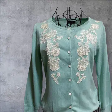 퓨리피에 가디건 실크 혼방 민트 그린 38/M