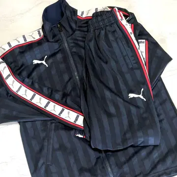PUMA 네이비 스트라이프 저지 상하의 세트