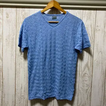 미사용 MEN'STENORAS V넥 반팔 티셔츠 블루 계열 Y2K